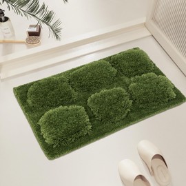 Moss Bath Mat,3D Ultra Thick Soft Green Bathroom Rug,Water Absorbent Non Slip Microfiber Green Bath Rugs for Bathroom Floor, Shower, Sink, Bedroom (20“x32”)