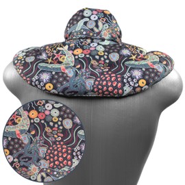 Neck Pillow with Stand-Up Collar Organic Fabric "Under Water" Cherry Stone Pillow | Neck Pillow Grain Pillow Heat Cushion - A Very Comfortable Neck Warmer