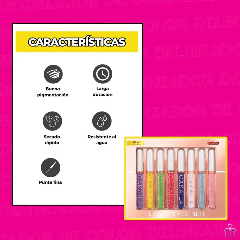 Set De Delineadores De Ojos Líquido De 8pcs Lentejuela Mate