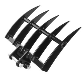Mini Excavator Rake Attachment, Wide Backhoe Rake Fit for 0.8T-1.5T Mini Excavators Hole Diameter: 25MM/0.98in, Span: 90MM/3.54in for Excavator Attachment Black