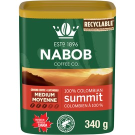 Nabob Medium Roast 100% Colombian Summit Ground Coffee, 340g Canister