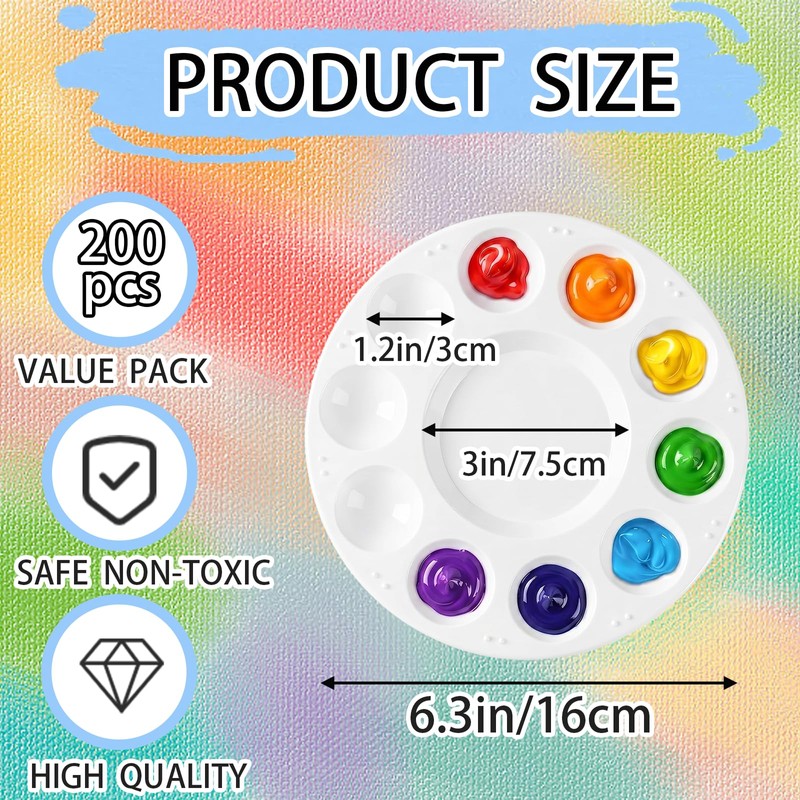 BMMN 200PCS Paint Tray Palettes for Kids, White
