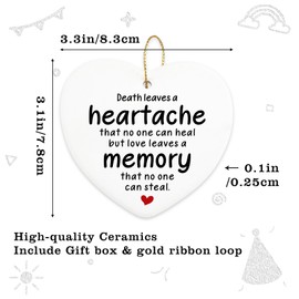 Remembrance Gifts Death Leaves a Heartache Hanging Ornament Sympathy Gifts for Loss of Mom Dad Son Daughter Sorry for Your Loss Gifts Memorial Condolences Gift for Loss Christmas Heart Ornament