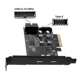 CY Card Type-E USB 3.1 Front Panel Socket & USB3.0 19Pin/20Pin & Dual Type-C USB-C to PCI-E Express Card Adapter ASM3142 VL822