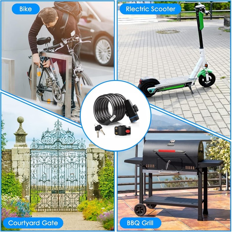 Cable Candado Flexible, KEVOSOK Candado de Bicicleta Antirrobo con Llave,