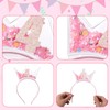Birthday Crown Headband, Pink Toddler Birthday Crown Headband with Iridescent