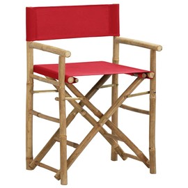 Director's Chair Set of 2 Red Bamboo, Polyester Standard, Outdoor Chairs, 313031