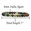 Natural India Agate Gemstone 6mm Round Beads Stretch Bracelet 7"