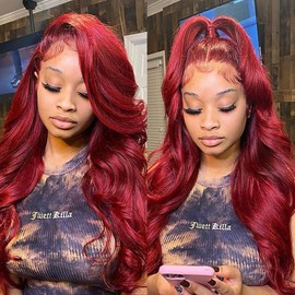 Wiggins Burgundy Lace Front Wigs Human Hair 4x4 Closure Wig Body Wave 99J Lace Front Wigs Human Hair Wigs For Black Women 99J Human Hair Wig Glueless Wigs Human Hair Pre Plucked 16 Inch
