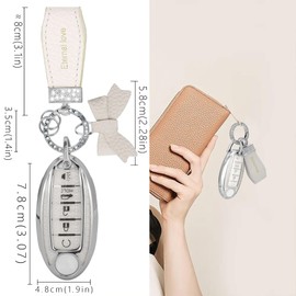 ZELLYA For Nissan Key Fob Cover with Fashion Bowknot Diamond Keychain,Enchanting Diamond Patterns Soft Case Fit For Nissan Altima Rogue Sentra Pathfinder Frontier Maxima Titan Murano Key Fob Cover