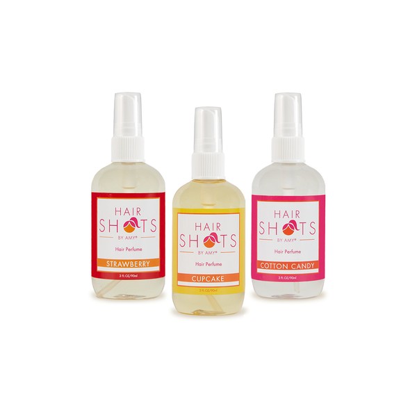 Hair Shots Heat Activated Hair Fragrance Sugar Crush Bundle 3 Items: Strawberry, Cupcake, Cotton Candy