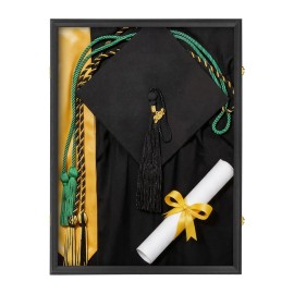 Black Large Lockable Graduation Shadow Box Lined Grad Cap Gown Diploma Display Frame Wall Mount Grad Keepsake Acrylic Casecolor: Black, size: 23*31 INCH