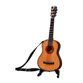 Amagogo 1/6 Scale Wooden Miniature Electric Guitar with Stand and Straps,Mini Musical Instrument Model Home Decoration - 18cm