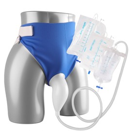 Catheter for Men Urine Collection Bag System with Catheter & Anti-Backflow Valve, 1.5 m Tube, Support Pant, 500/1000/2000 ml Bags for Bedridden & Emergencies (Elderly Men)