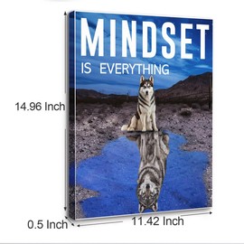 Gwisml Mindset Is Everything Wall Decor,Inspirational Quotes Canvas Frame Paintings For Office Home Workplace Wall Art Decor