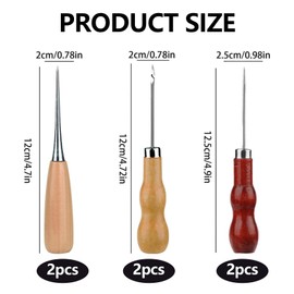 ANBOO 6PCS Bradawl Tool for Wood, Gourd Shape Awl Tool Set with Wooden Handles, Perfect for Wood Marking, Leather Stitching, DIY Crafts and Home Repairs