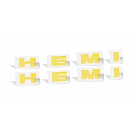 Engine Cover HEMI Lettering Overlay Decals (Set of 2) - Challenger 5.7 Liter - (Color: Reflective Lemon Yellow)