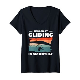 Womens Skilled At Gliding In Smoothly Hang Glider Gliders V-Neck T-Shirt