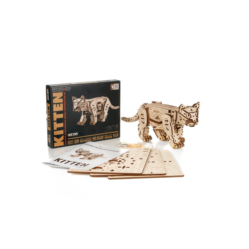 EWA Eco-Wood-Art Kitten Mechanical Wooden Kitten Spring Motor Kit Available