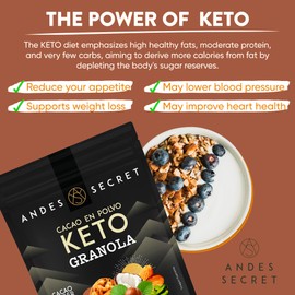 Andes Secret Cacao Granola - Almonds, Walnuts & Hazelnuts - Keto High Protein Granola with No Sugar, Grain & Gluten Free - 11 oz (1 Pack)