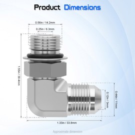 1/4" Male JIC 37° x 3/8" Male SAE ORB 90° Elbow Adapter, 6801-04-06 Hydraulic Fitting, SAE J514 & J1926 Standards Carbon Steel Pipe Joints Connector for Hydraulic Systems (2 Pack)
