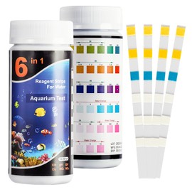 100PCS 6 in 1 Aquarium Test Strips, LUNEKUCK Fish Tank Pond Test Strips for Freshwater and Saltwater, Aquarium Testing Kit for Nitrate, Free Chlorine, Ph, Nitrite, Hardness, Carbonate Root