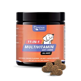 11 in 1 Multivitamin for Dog - Joint, Heart, Digestive Support - No Heat Processed Dog Vitamin Supplement with Glucosamine, Chondroitin, Probiotics, and Krill Oil for Puppy, Adult, Senior Dogs