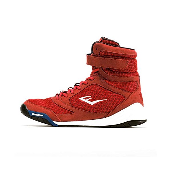 Everlast New Elite High Top Boxing Shoes - Black, Blue, Red (Red, 11)