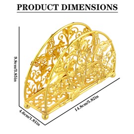 Serviettenhalter, Servietten Halterung, 14.8x4.6x9.8cm Gold Napkin Holder, Modern, Freistehender, Serviettenspender aus Metall für Tischdekoration in Restaurant, Café