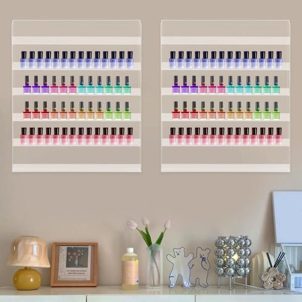 Unbranded 2 Pack Wall Mounted Shelf,Clear Acrylic Nail Polish Organizer