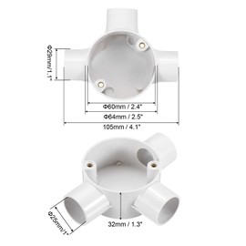 sourcing map 5Pcs PVC Conduit Box Junction Box 3 Way 25mm with Cover, M4 Screws for Home Hose Electrical Conduit Electronic Projects
