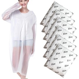 Eiza e603 Raincoat, Disposable Long EVA Rain Poncho, Rain Gear, For Work Commutes, Portable, white semi-translucent