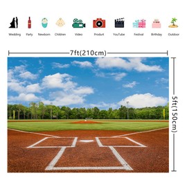 7x5ft Baseball Backdrop Baseball Field Stadium Photography Background Sport Theme Party Decoration Banner for Outdoor Sports Game Birthday Baby Shower Photo Booth Props