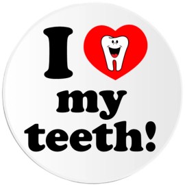 Kiwi Gifts I Love My Teeth - 25 Pack Circle Stickers 3 Inch - Kids Dentist Dental Smile