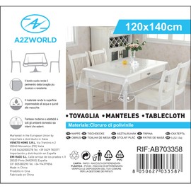 A2ZWORLD Clear Rectangular PVC Tablecloth Protective Waterproof Easy Clean (140cm x 120cm) AB3226X