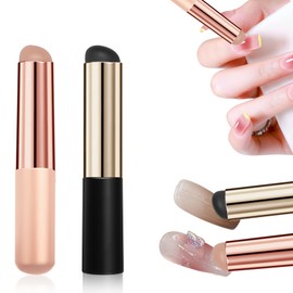 2Pcs Silicone Nail Brush Ombre Nail Brush, Silicone Nail Tools Reusable Nail Art Brushes for Gel Polish, Nail Polish Brush Applicator Sticks Portable Nail Gradient Brush Manicure DIY Tool (Black/Pink)