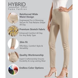 Hybrid & Company Women's Premium Comfort Pants Ultra Stretch Tailored Fit Office Trousers P44872NW Khaki M