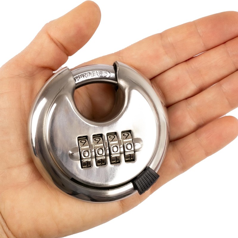 HMF 3502-09 Discus Padlock, 4 Digits Combination Lock, Outdoor, 7