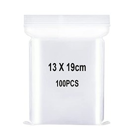 Ziplock Bags, Lockable Plastic Bags, Large Zip Bags, Resealable Plastic Bags, Applicable Kitchen Storage, Storage of Office Supplies etc. 13 x 19 cm, Pack of 100