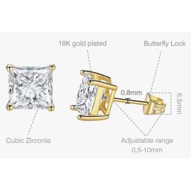 Unbranded 14k Gold Plated .925 Sterling Silver Basket Stud Earrings CZ Cubic Zirconia