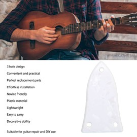 Jeanoko Guitar Rod Cover Plate Set, Sturdy Guitar Rod Cover Kit 5Pcs Plastic White for Maintenance Schecter 3 Holes Iron Electric Guitar Rod Cover Plate Replacement