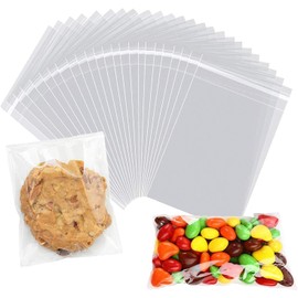 LimCryspp 200 Pcs Clear Self-Sealing Cellophane Bags 5x7 Inches Resealable Plastic Poly for Packaging Treats, Gifts, Candy, Bread (20x30)