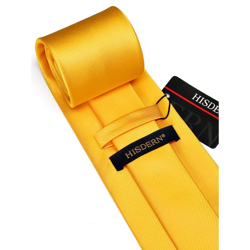 HISDERN Men's Wedding Ties and Pocket Square Solid Tie Cufflinks