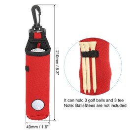 PATIKIL Golf Ball Carry Bag, Golf Tee Holder Pouch Portable Neoprene Golf Ball Holder with Clip for Men and Women Storage Gifts, Red