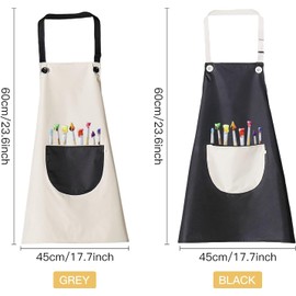 TBONEEY Delantal Infantil Pintura 2 Piezas Niños Artista Delantales con Bolsillos Delantal Cocina Niña Ajustable Para Pintura Artística, Cocinar, Hornear (Negro gris)