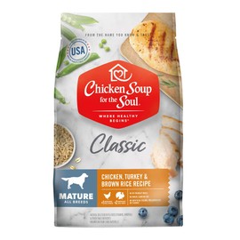 Chicken Soup for The Soul Mature Dog Food, Chicken, Turkey & Brown Rice Recipe, 13.5 lb. Bag | Soy Free, Corn Free, Wheat Free | Dry Dog Food Made with Real Ingredients