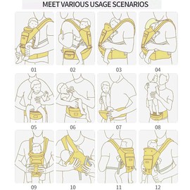 TALENBEEN Baby Carrier, 6-in-1 Newborn to Toddler, Carrier with Hip Seat Lumbar Support 7-41 lbs, Adjustable Baby Holder Carrier for All Seasons & Positions