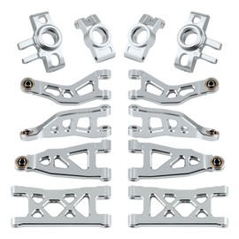 GLOBACT Front Rear Suspension Arm Set Aluminum Swing Arms and Hub Set for ARRMA Mojave GROM LOSI Nascar 1/12 1/16 RC Truck Racecar Upgrade Parts Replace ARA330841 ARA330840 ARA33083