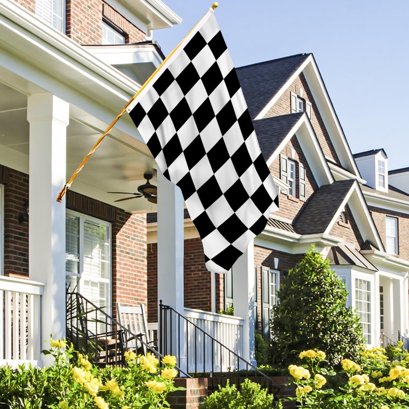 AhfuLife Large Checkered Flag 5ft x 3ft for Game Parade