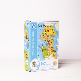 Terra Puzzles Seattle Map Wooden Jigsaw Puzzle 152 Piece, 10x15 inches